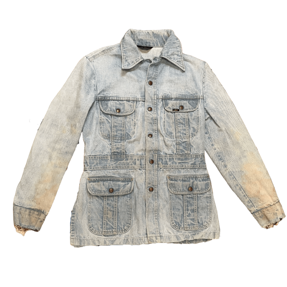 70s Lee Made In USA Vintage Light Wash Chore Coat Size Medium